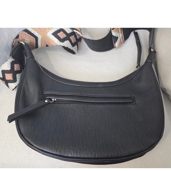 Jessica Simpson Boho Crossbody Southwestern Black Silver Stud Aztec Saddle - Picture 3 of 8